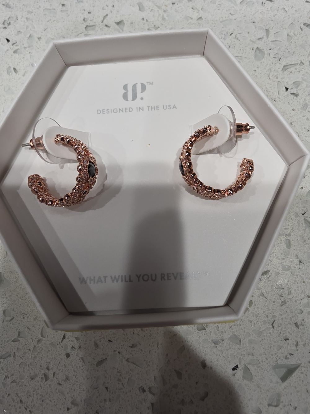 Rose Gold Textured Hoop Earrings - BP